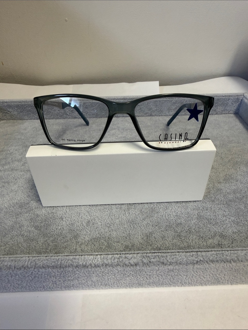 NWT Casino Casey by Ideal Optics Unisex Blue Gray Rectangular Optical Glasses